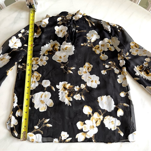 Alice + Olivia Violeta Sheer Floral-Print Bow-Neck Blouse Sz S - Picture 10 of 11